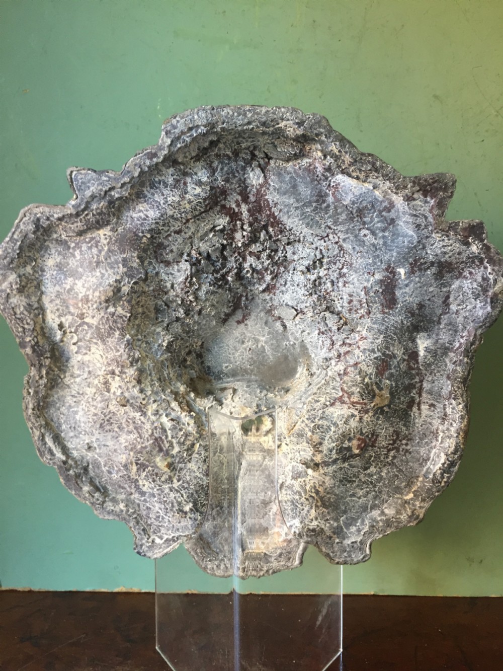 Well cast and patinated mid C19th lead lion's-mask wall-fountain head . View XI