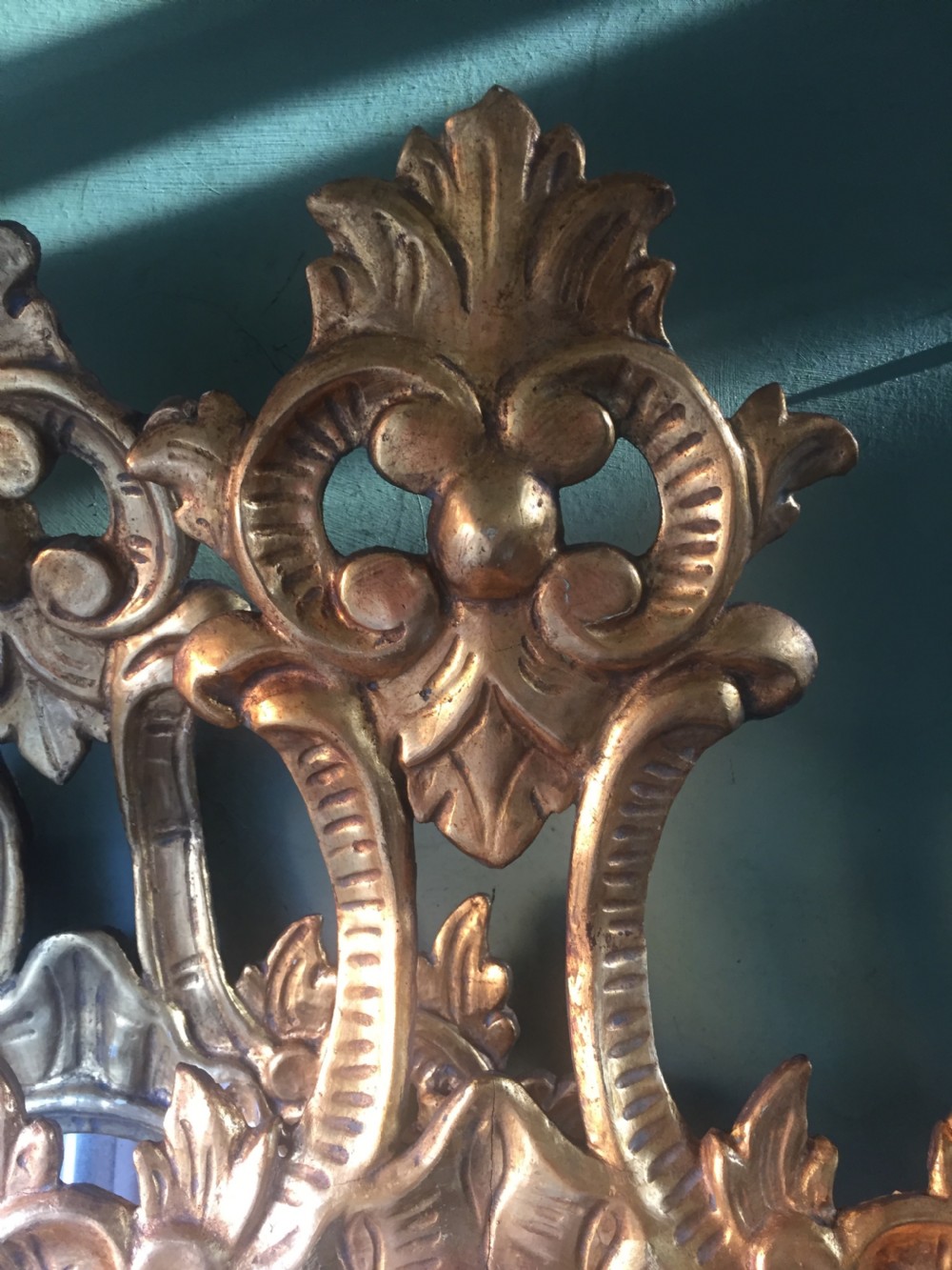 Pair of early C20th Italian carved giltwood framed mirrors in the C17th period Venetian style. View III