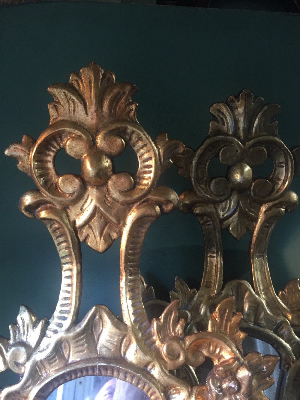 Pair of early C20th Italian carved giltwood framed mirrors in the C17th period Venetian style. View XI