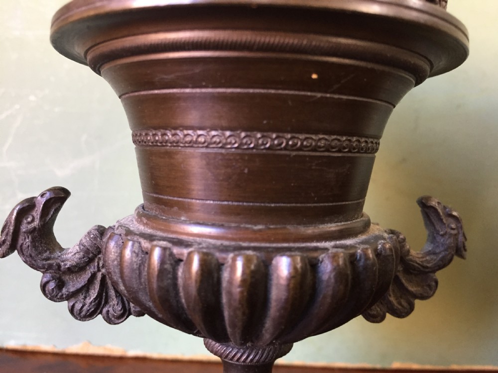 Smart pair of early C19th Regency period  bronze pastille burners of classical campana vase form . View IV