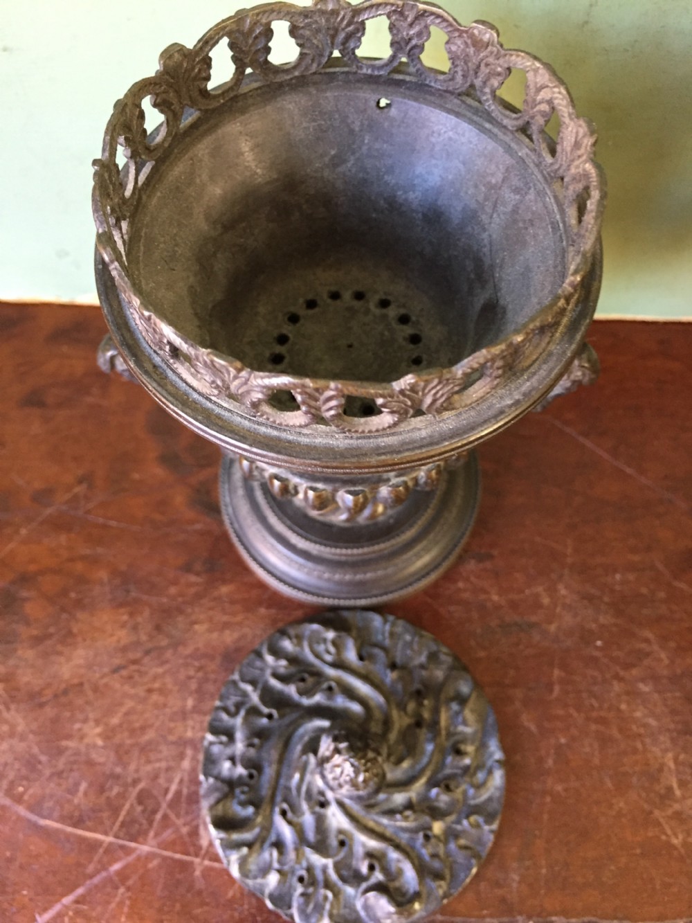 Smart pair of early C19th Regency period  bronze pastille burners of classical campana vase form . View VIII