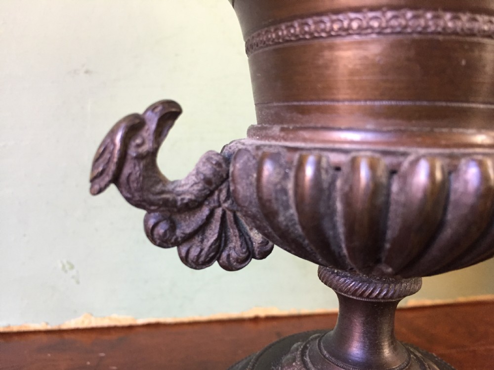 Smart pair of early C19th Regency period  bronze pastille burners of classical campana vase form . View XVII