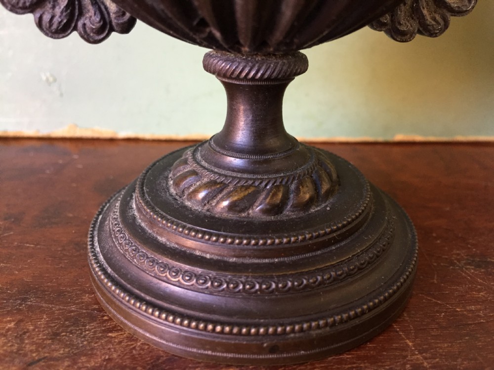 Smart pair of early C19th Regency period  bronze pastille burners of classical campana vase form . View XIX