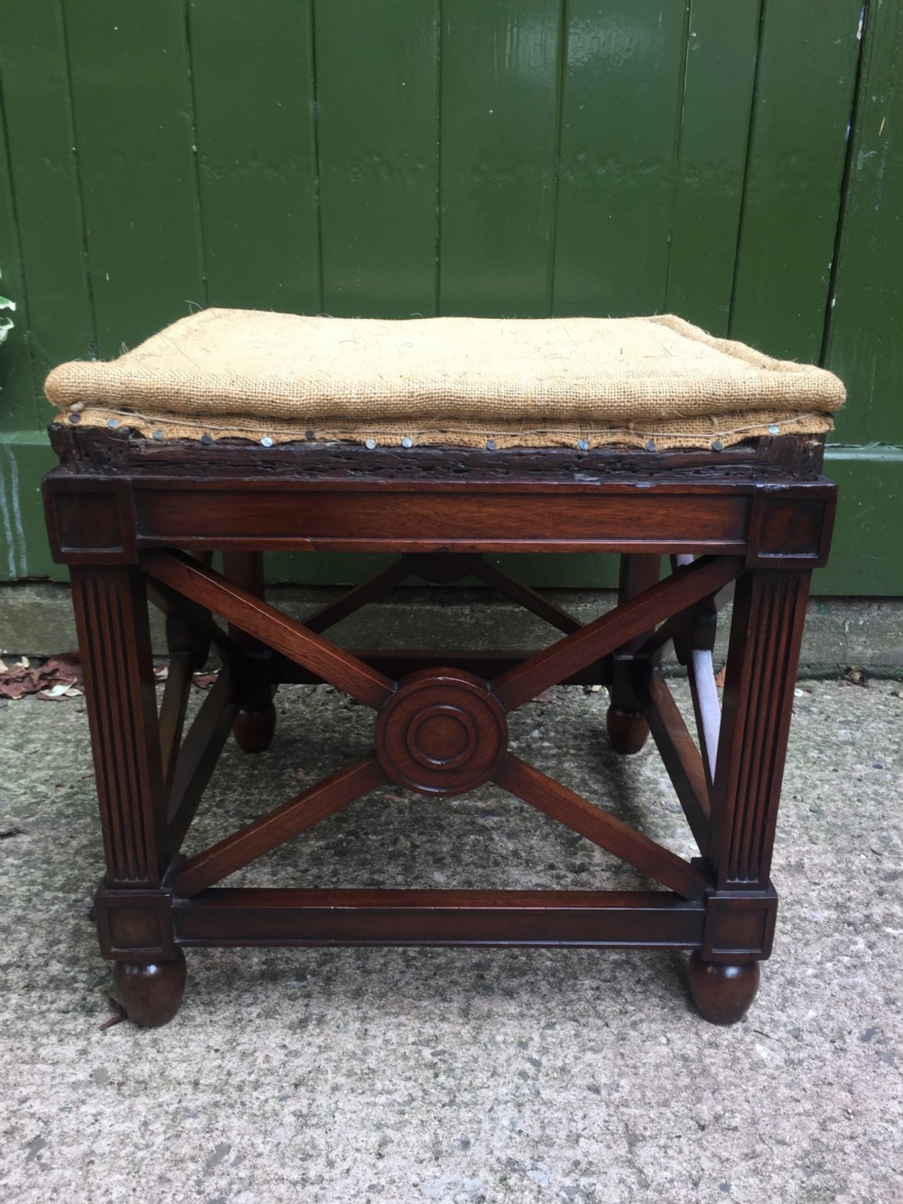 Late C19th mahogany stool or tabouret of classical antiquity design. View III