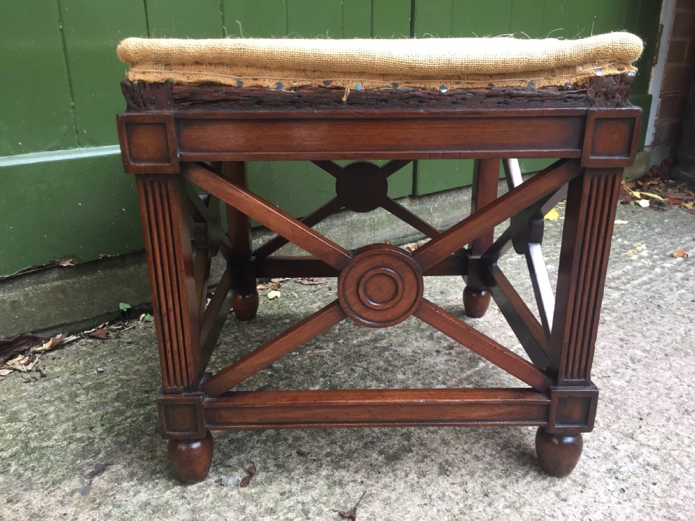 Late C19th mahogany stool or tabouret of classical antiquity design. View VI