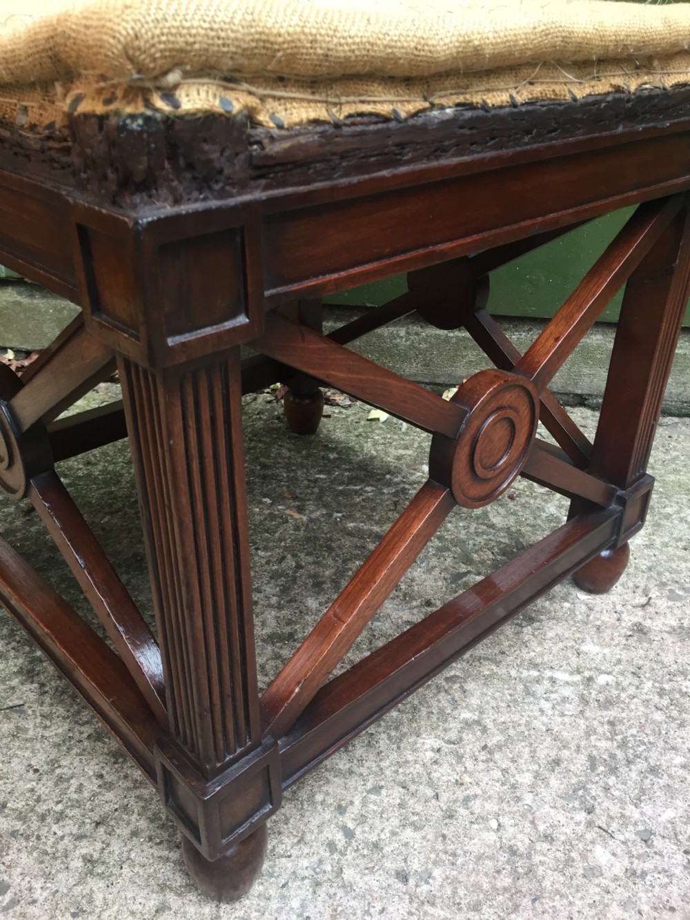 Late C19th mahogany stool or tabouret of classical antiquity design. View VII