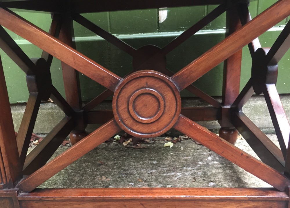 Late C19th mahogany stool or tabouret of classical antiquity design. View IX