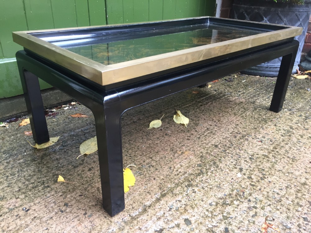 Chic early C20th Chinese design low reception or coffee table incorporating an C18th Chinoiserie lacquer panel. View VII