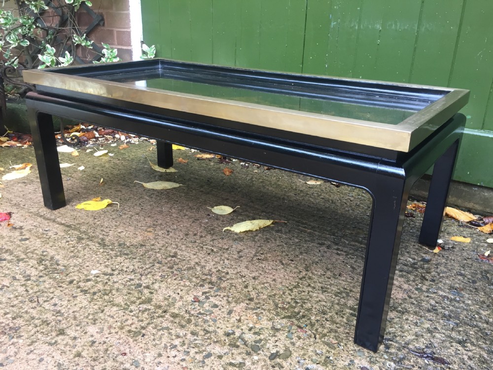 Chic early C20th Chinese design low reception or coffee table incorporating an C18th Chinoiserie lacquer panel. View IX