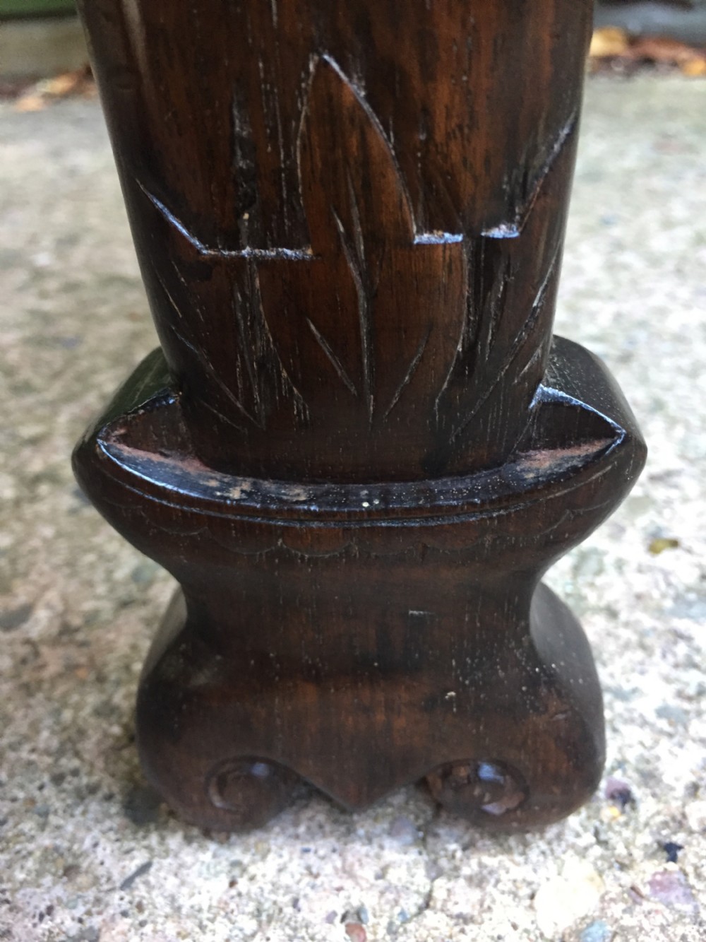 Fine quality late C19th Chinese Qing Dynasty carved hardwood scroll-ended 'altar' or console table of elegant proportions. View X