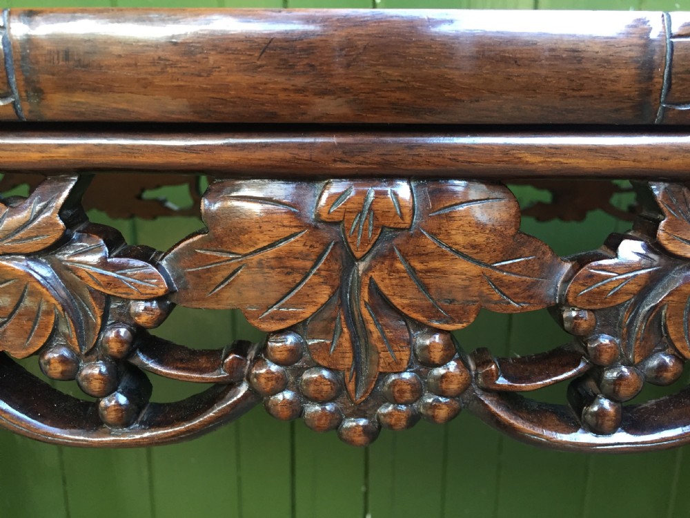 Fine quality late C19th Chinese Qing Dynasty carved hardwood scroll-ended 'altar' or console table of elegant proportions. View XIX