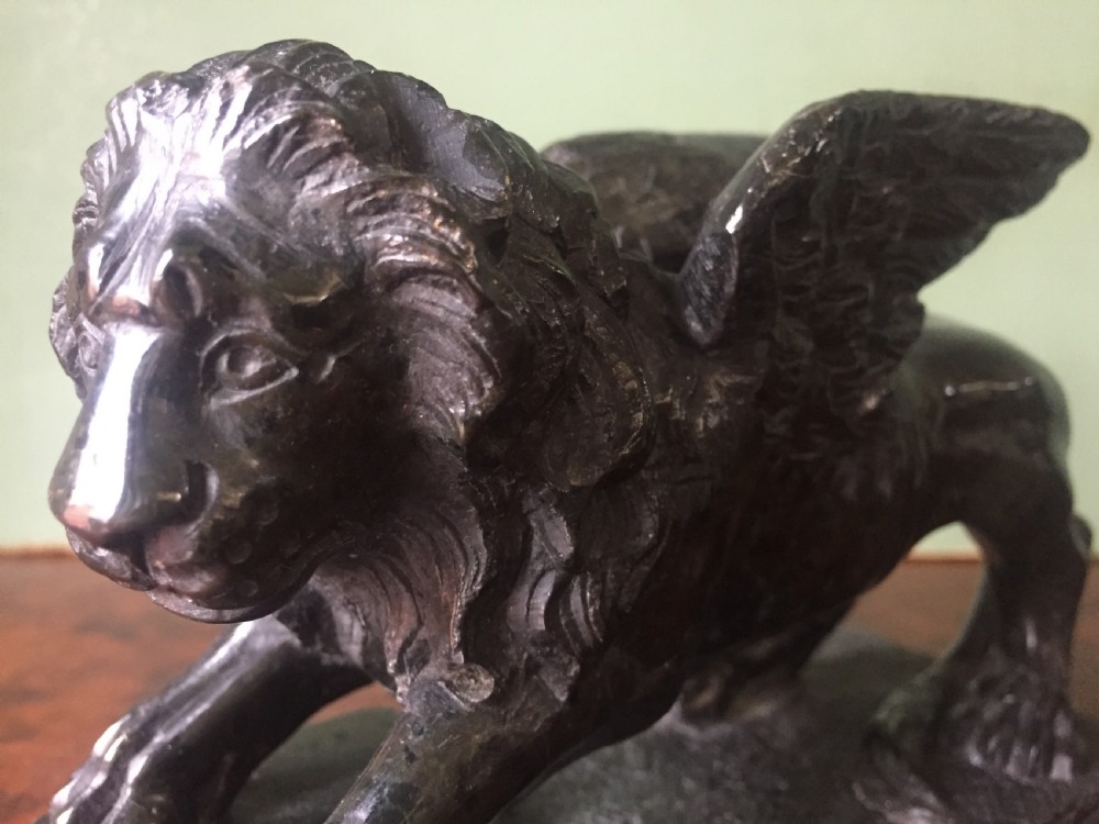 C19th Italian 'Grand Tour' souvenir carved serpentine marble sculpture of the Venetian winged Lion of St.Mark . View XI