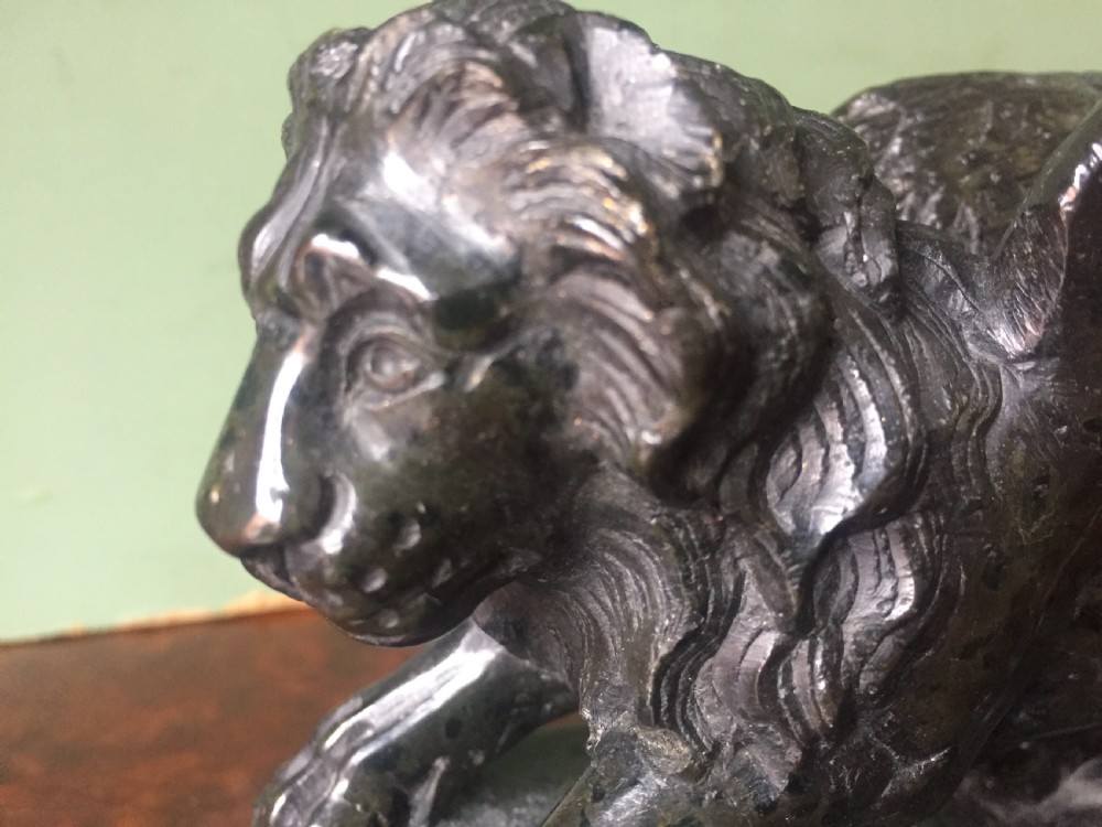 C19th Italian 'Grand Tour' souvenir carved serpentine marble sculpture of the Venetian winged Lion of St.Mark . View XIII
