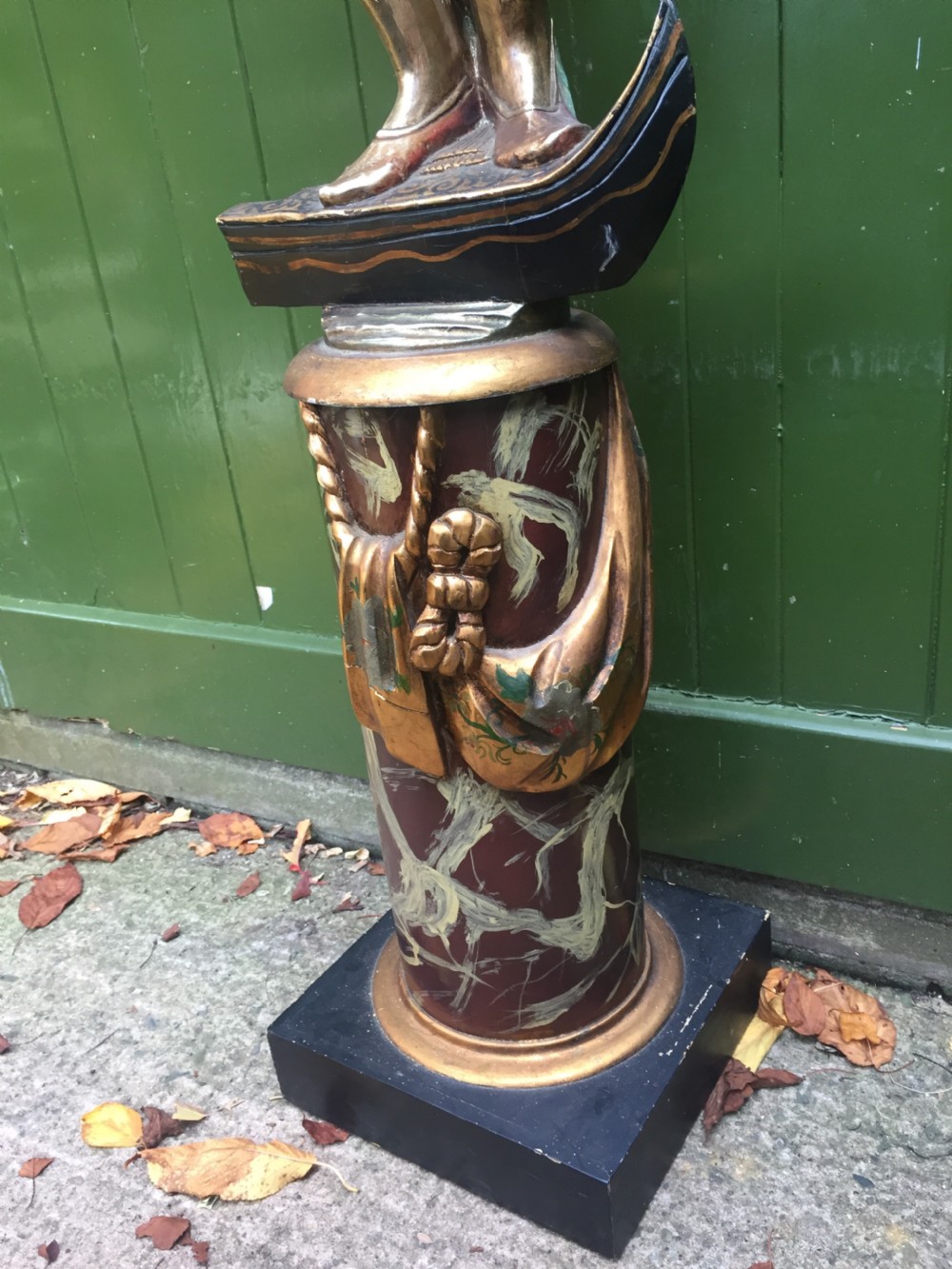 Decorative early C20th Italian polychrome painted C18th style Venetian 'blackamoor' figure. View V