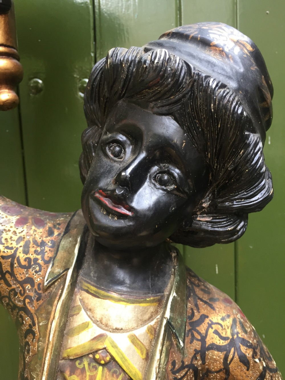 Decorative early C20th Italian polychrome painted C18th style Venetian 'blackamoor' figure. View VI