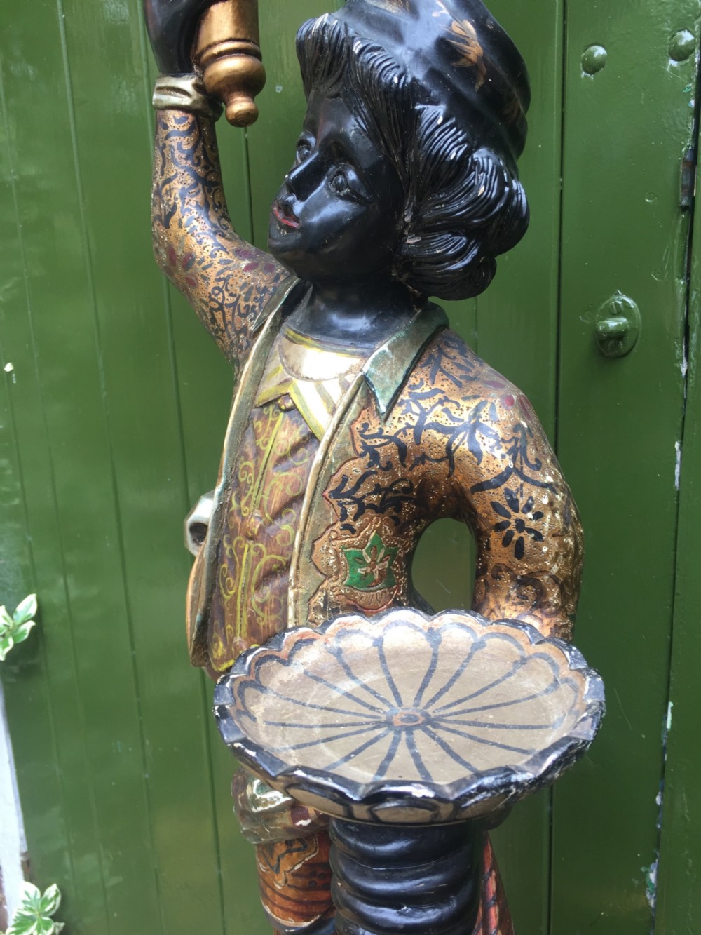 Decorative early C20th Italian polychrome painted C18th style Venetian 'blackamoor' figure. View XIII