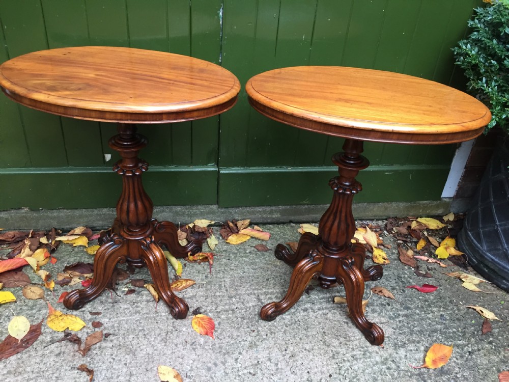 Pair of mid C19th Victorian period mahogany oval-top occasional or lamp tables . View II