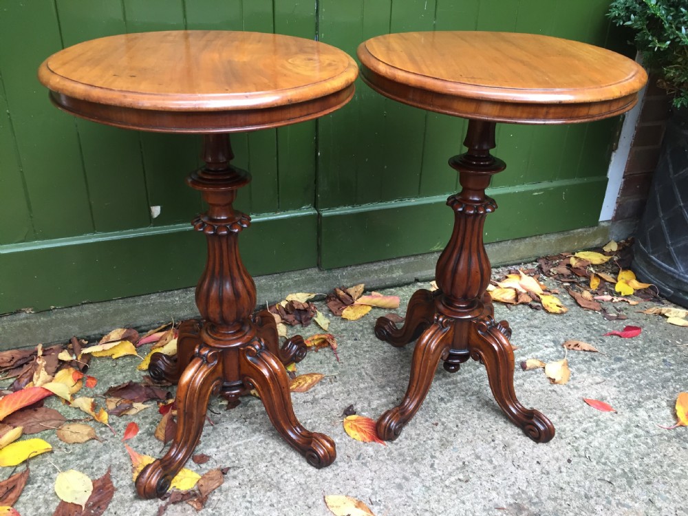 Pair of mid C19th Victorian period mahogany oval-top occasional or lamp tables . View IV