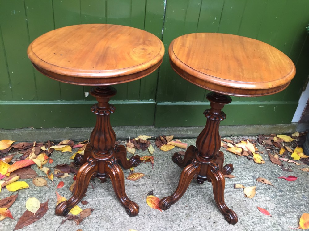 Pair of mid C19th Victorian period mahogany oval-top occasional or lamp tables . View V