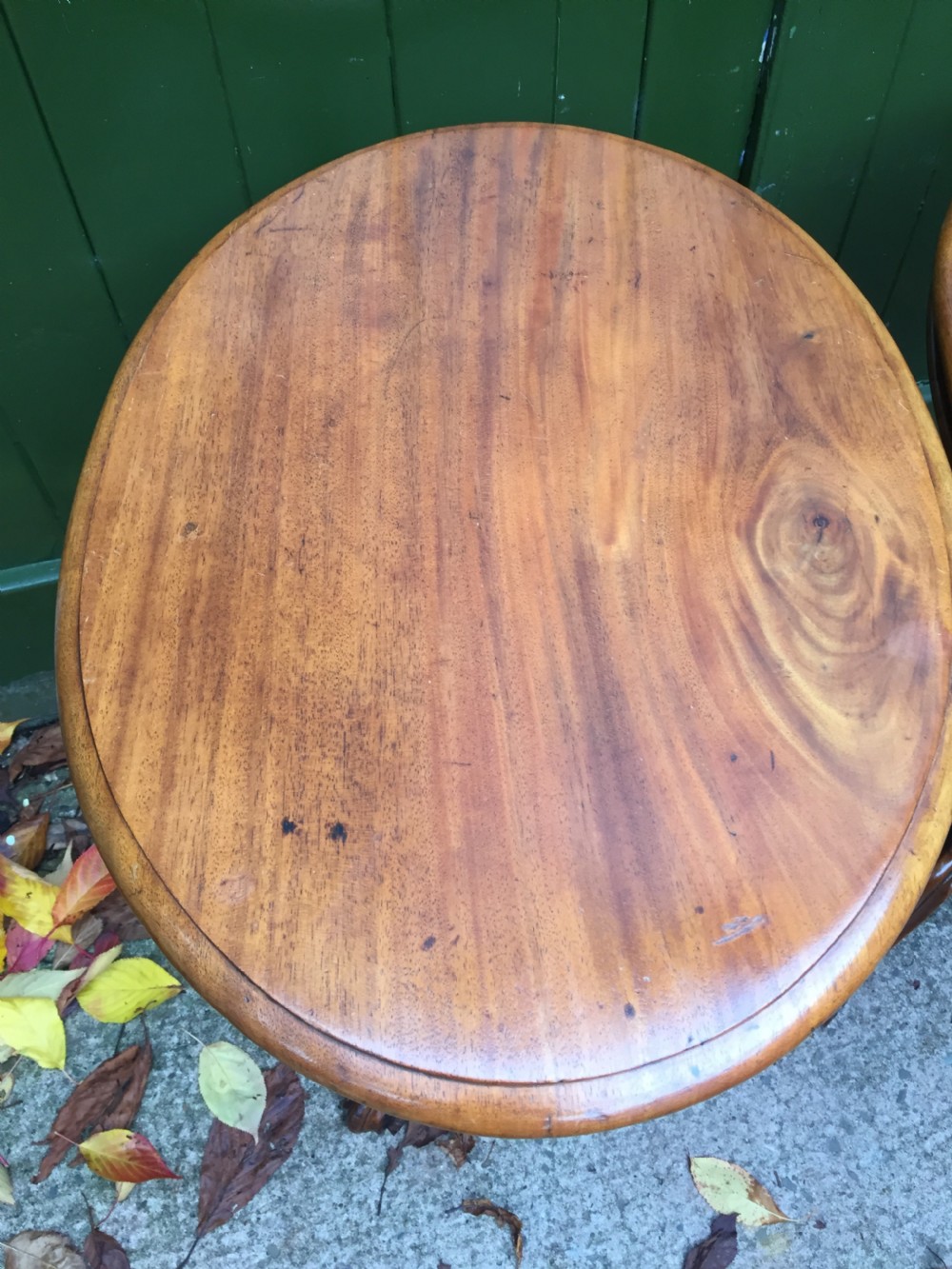Pair of mid C19th Victorian period mahogany oval-top occasional or lamp tables . View VI
