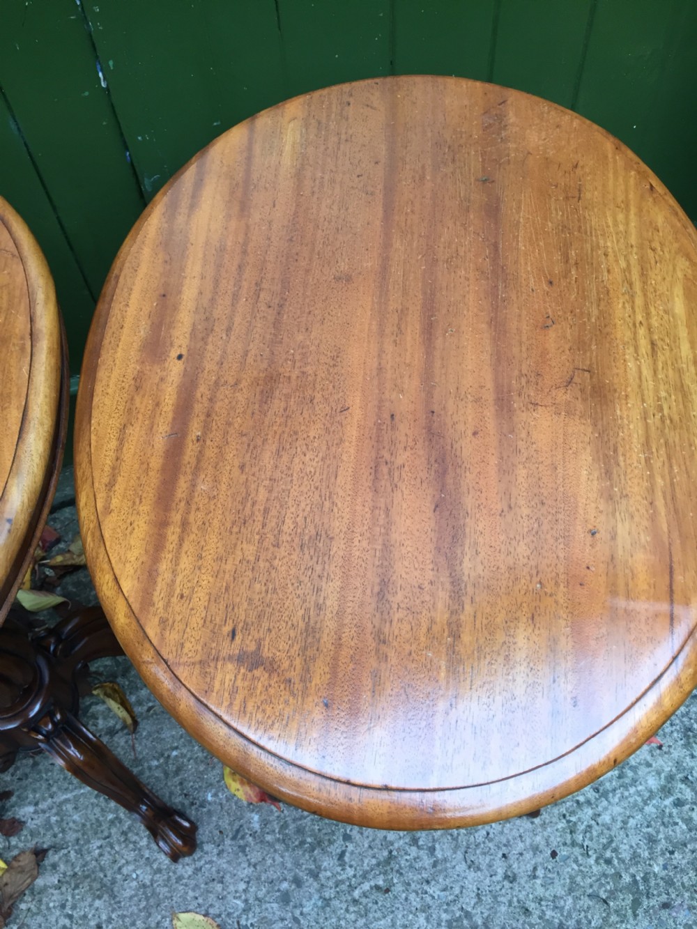 Pair of mid C19th Victorian period mahogany oval-top occasional or lamp tables . View VII