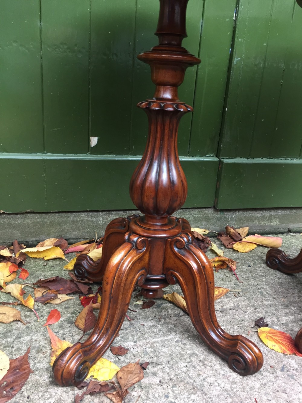 Pair of mid C19th Victorian period mahogany oval-top occasional or lamp tables . View VIII