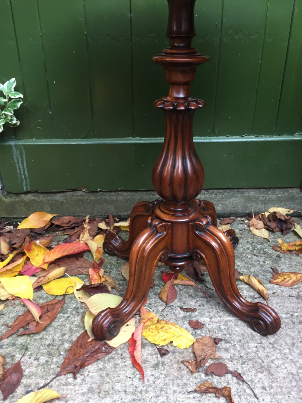 Pair of mid C19th Victorian period mahogany oval-top occasional or lamp tables . View IX