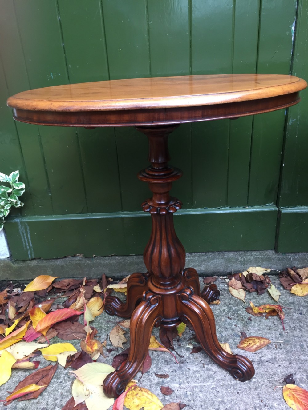 Pair of mid C19th Victorian period mahogany oval-top occasional or lamp tables . View XI