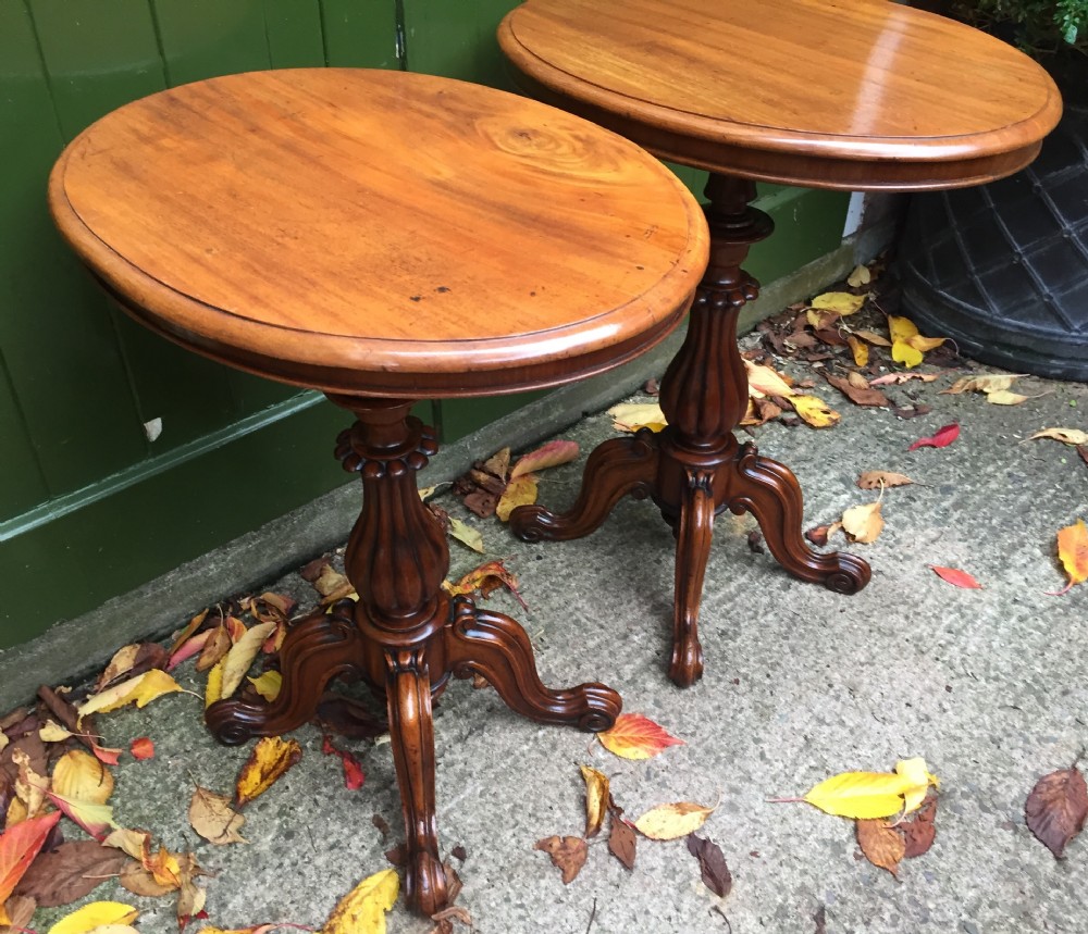 Pair of mid C19th Victorian period mahogany oval-top occasional or lamp tables . View XVII