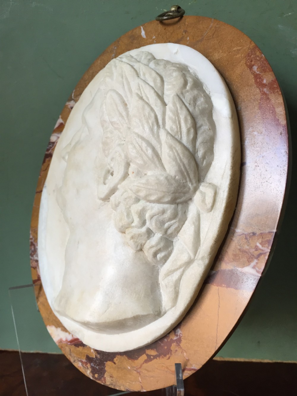 Early C19th Italian 'Grand Tour' souvenir carved statuary marble oval profile portrait study of a Roman Emperor. View III