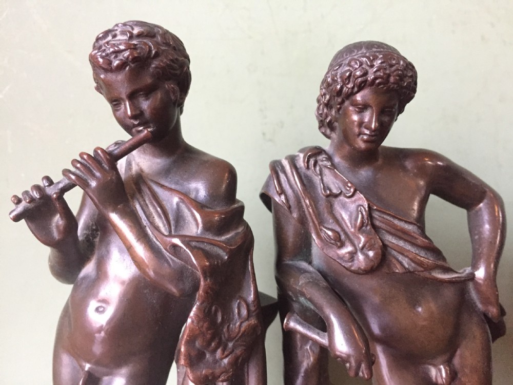 Fine pair of C19th 'Grand Tour' souvenir bronze reductions  , after the antique , of the Capitoline fauns by Barbedienne. View XVII