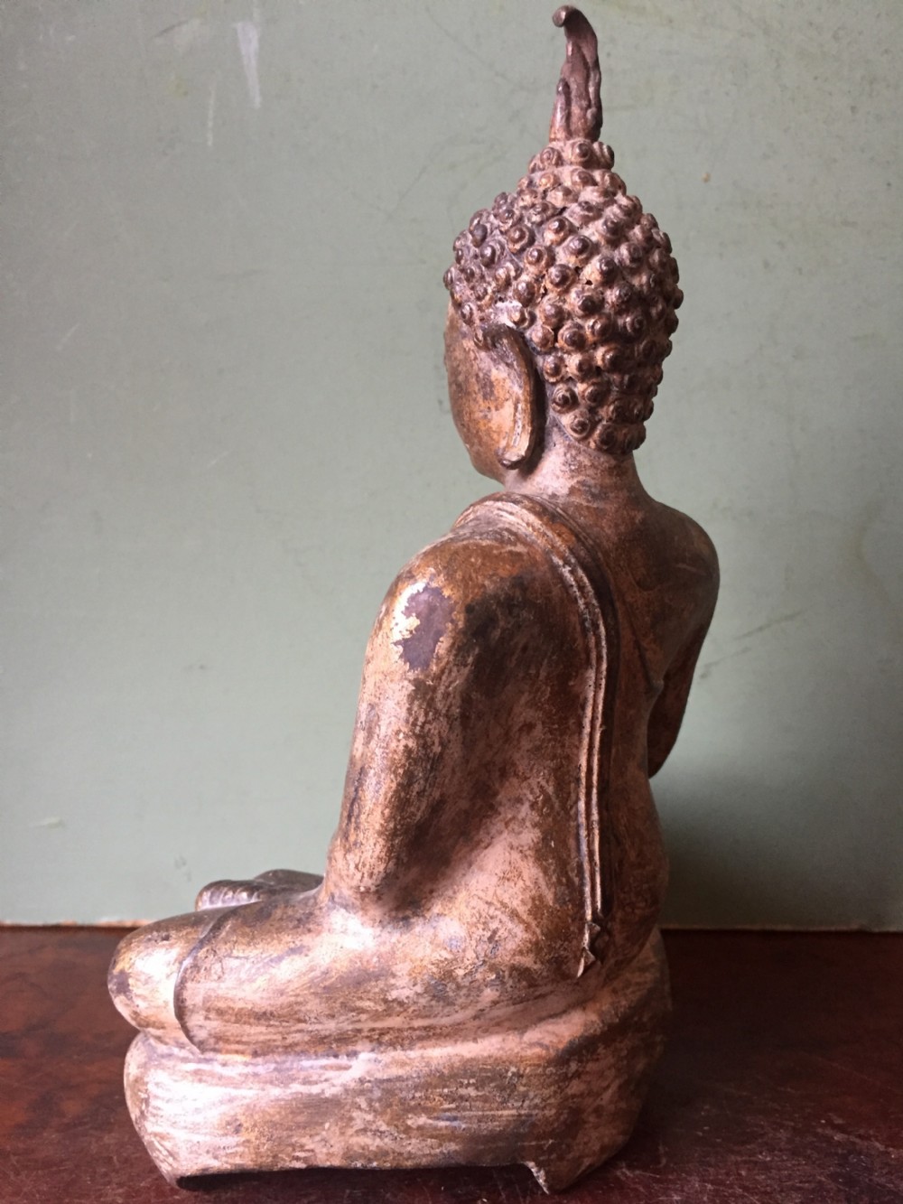 C19th Thai , Ayutthaya style gilded bronze figure of Buddha Shakyamuni . View IV
