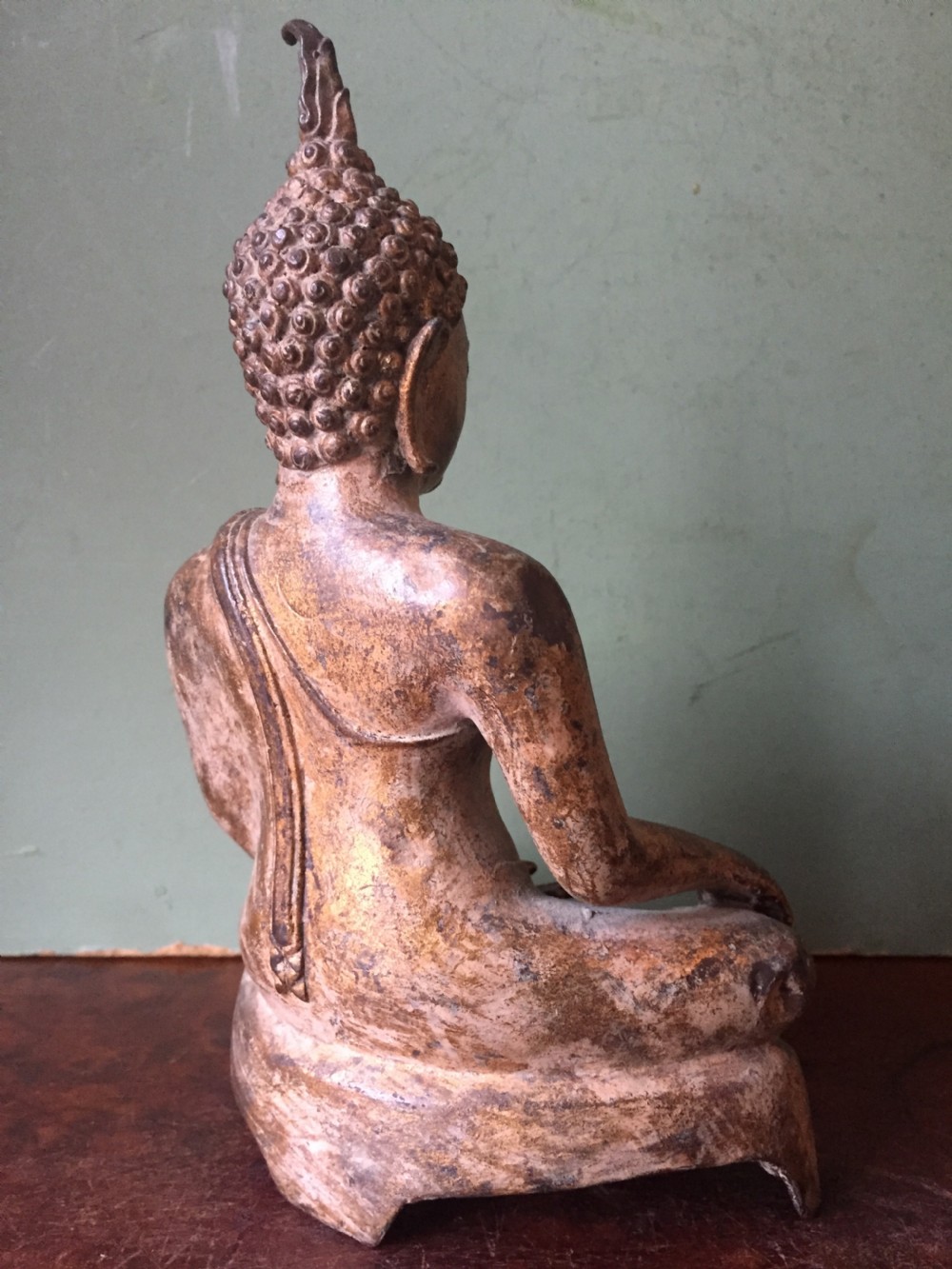 C19th Thai , Ayutthaya style gilded bronze figure of Buddha Shakyamuni . View V