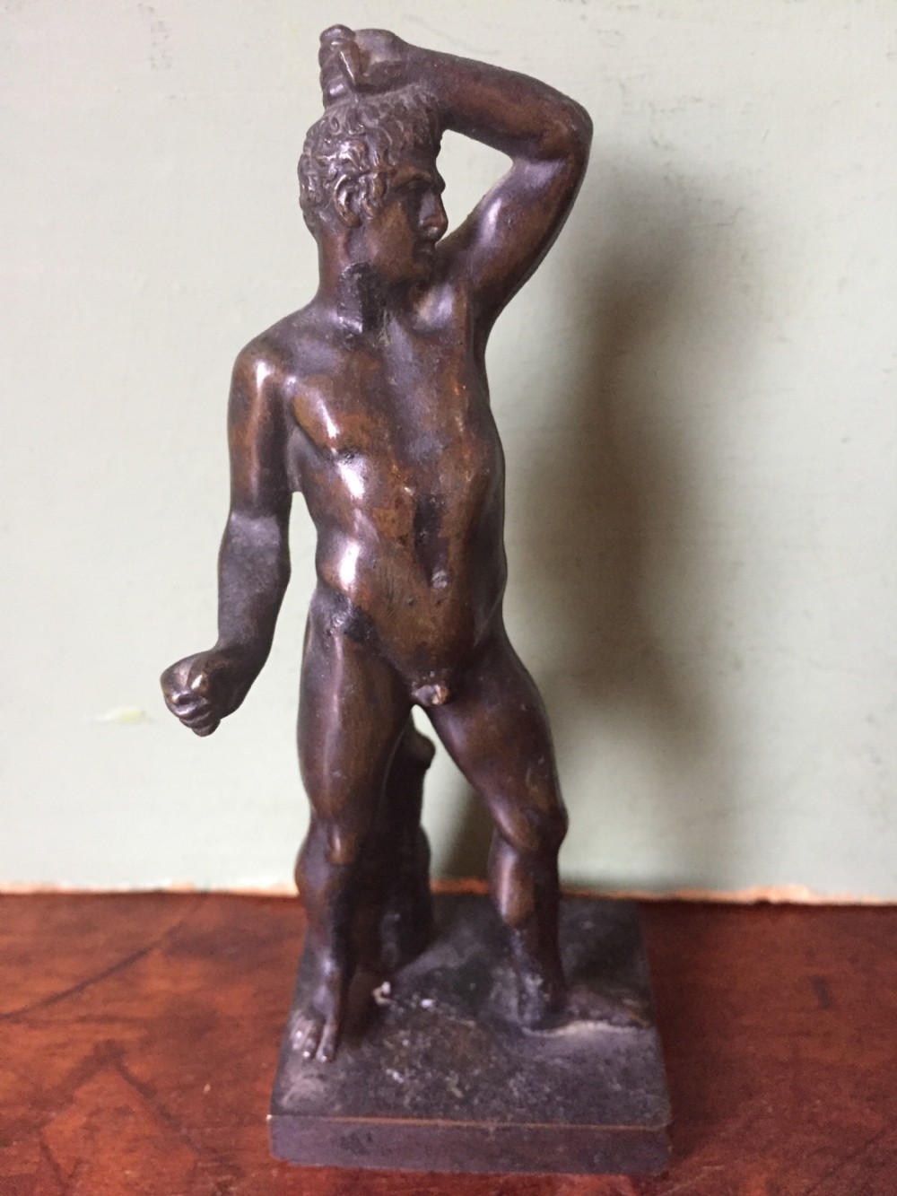 Pair of C19th 'Grand Tour' souvenir miniature bronze figures of Creugas & Damoxenos after Canova. View V