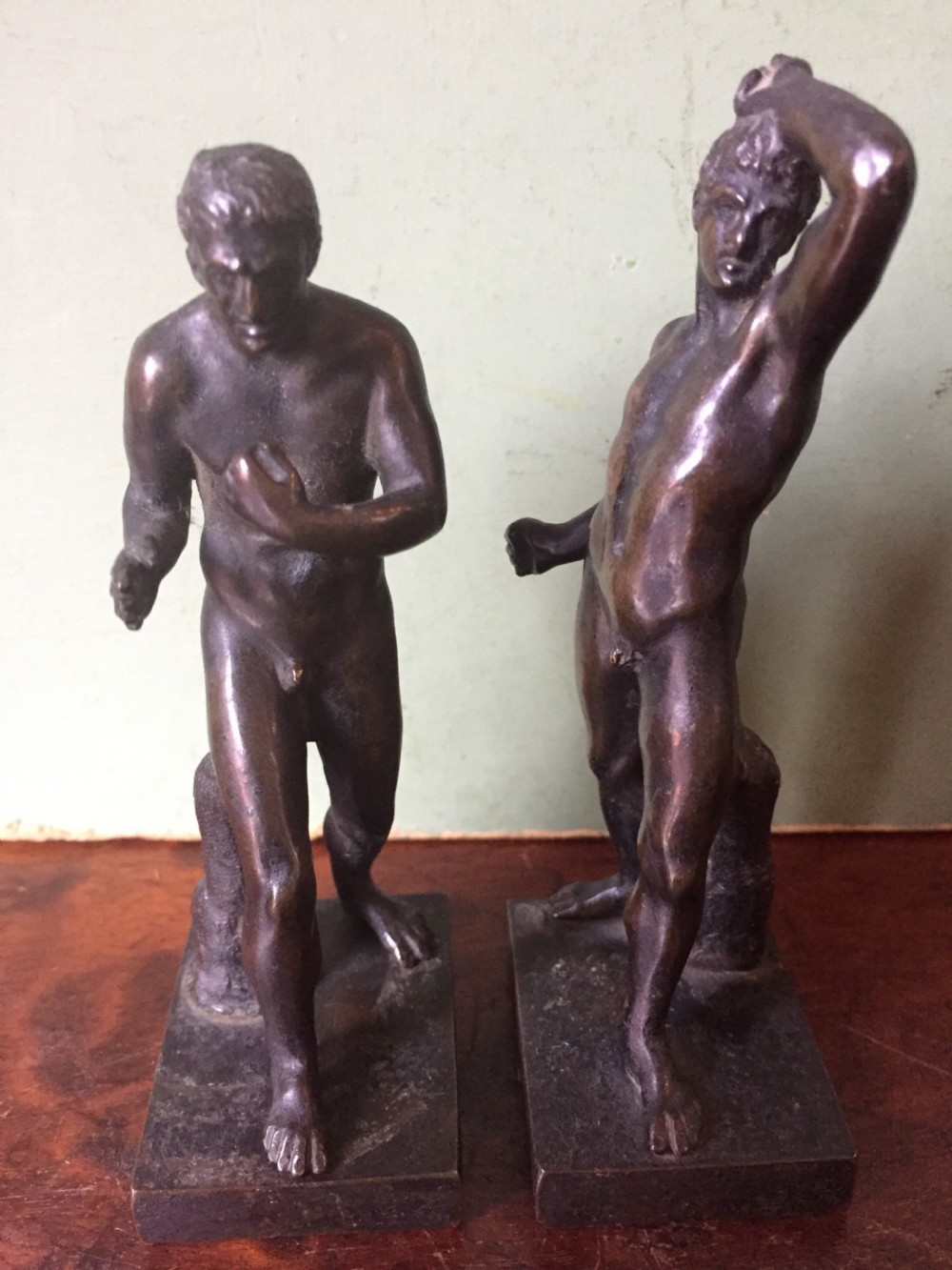 Pair of C19th 'Grand Tour' souvenir miniature bronze figures of Creugas & Damoxenos after Canova. View XI