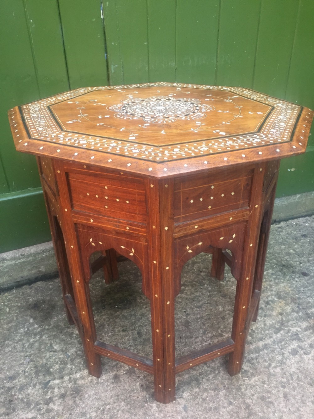 Late C19th Anglo-Indian Hoshiarpur ivory inlaid octagonal 'shisham' table. View III