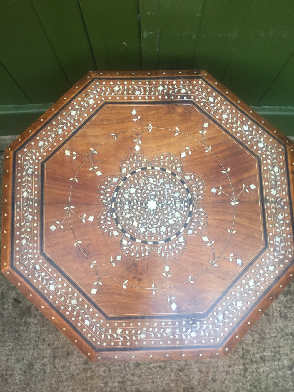 Late C19th Anglo-Indian Hoshiarpur ivory inlaid octagonal 'shisham' table. View V