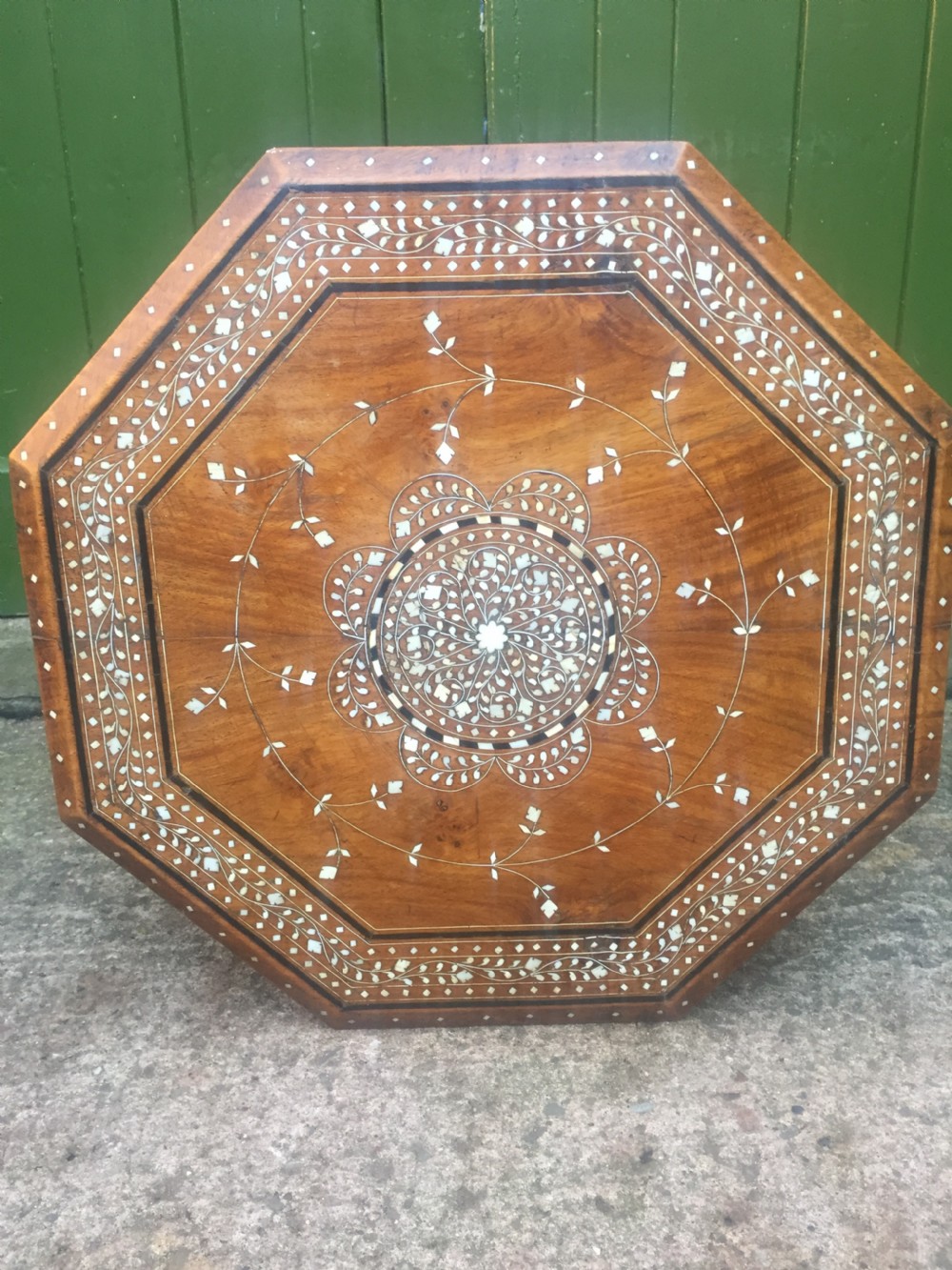 Late C19th Anglo-Indian Hoshiarpur ivory inlaid octagonal 'shisham' table. View VIII