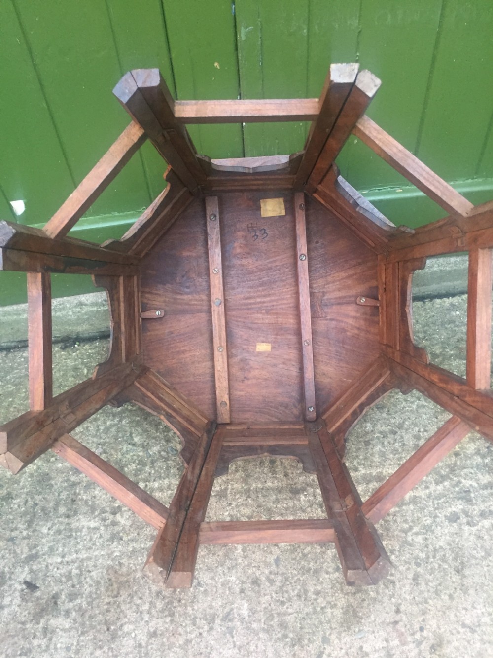 Late C19th Anglo-Indian Hoshiarpur ivory inlaid octagonal 'shisham' table. View IX