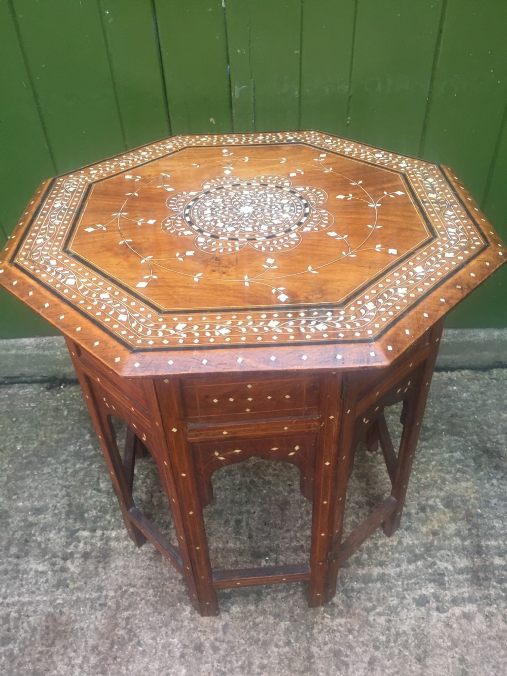 Late C19th Anglo-Indian Hoshiarpur ivory inlaid octagonal 'shisham' table. View X