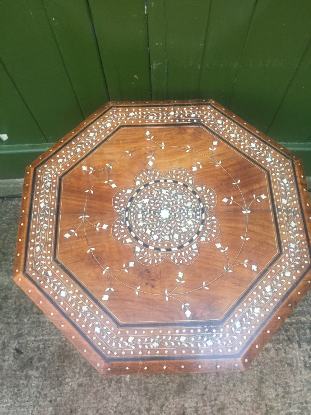 Late C19th Anglo-Indian Hoshiarpur ivory inlaid octagonal 'shisham' table. View XI