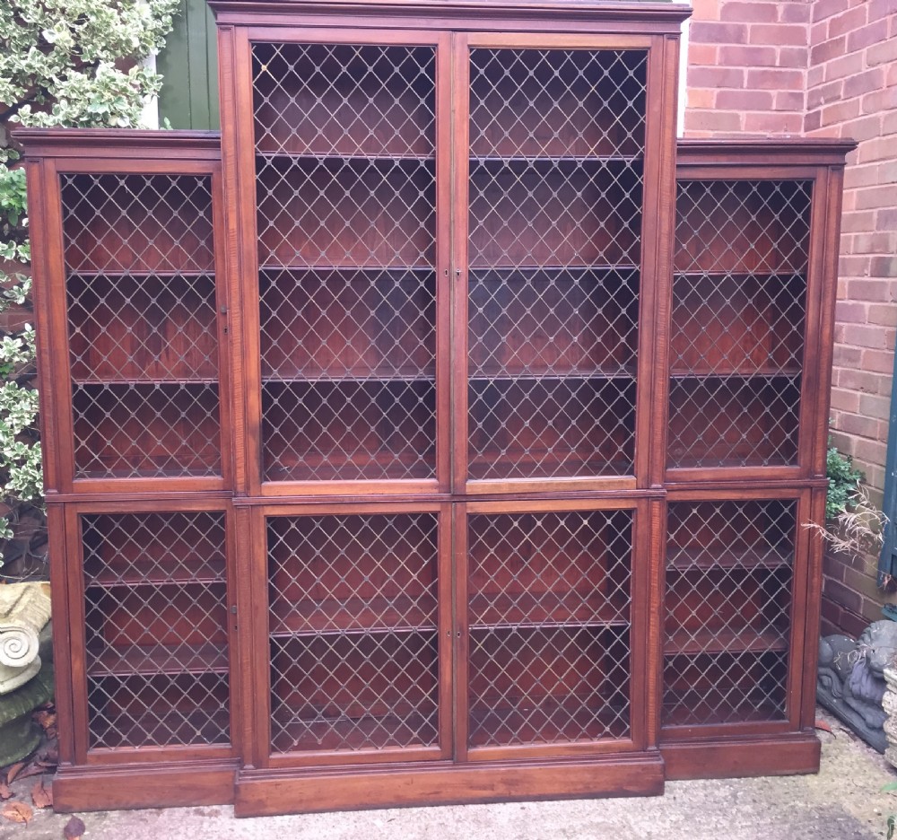 Early C19th Regency period mahogany 'break-front'  library bookcase.