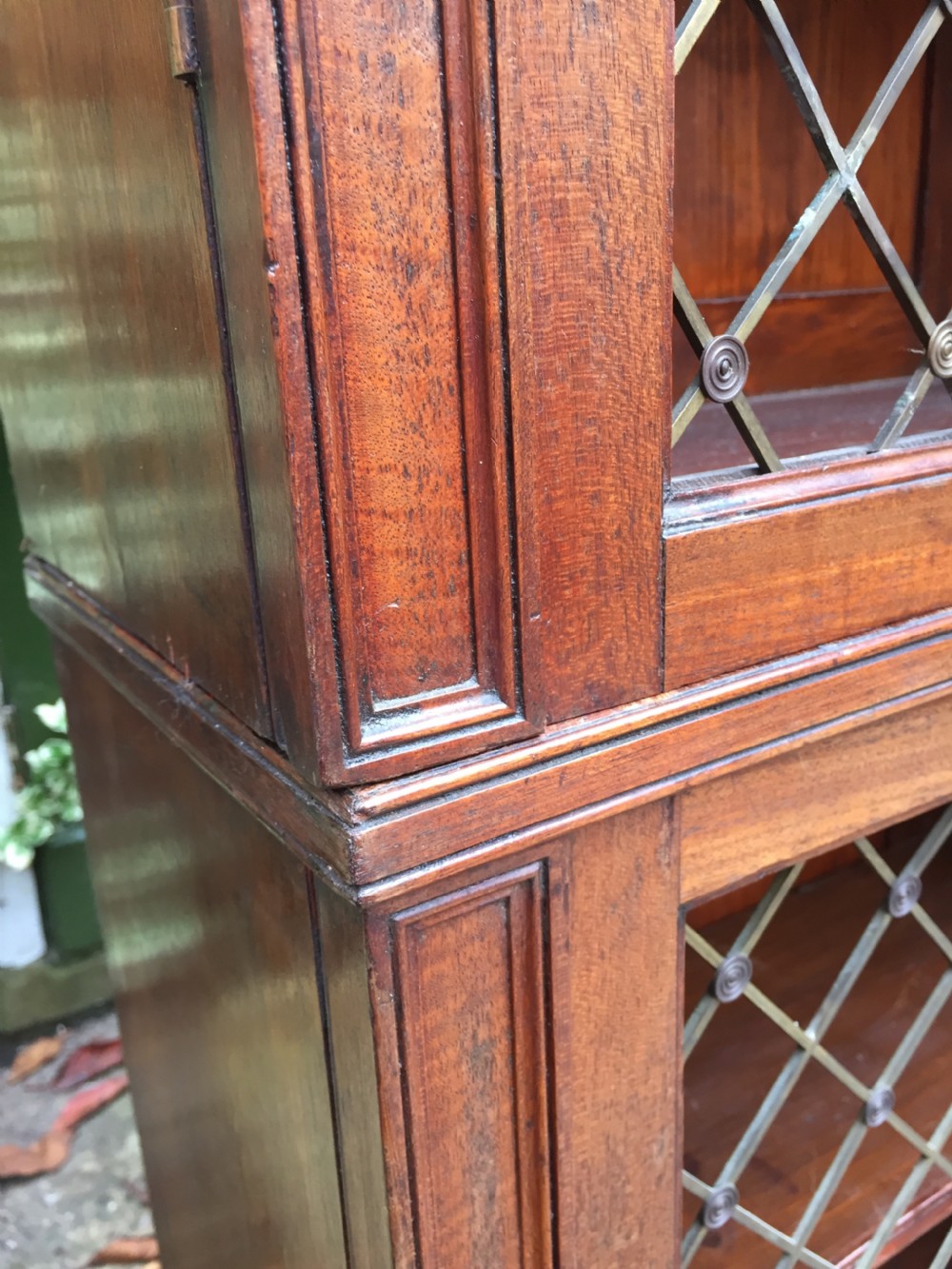 Early C19th Regency period mahogany 'break-front'  library bookcase. View V