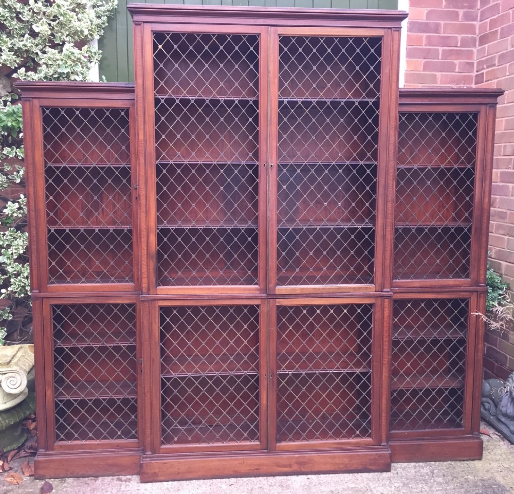 Early C19th Regency period mahogany 'break-front'  library bookcase. View XIX