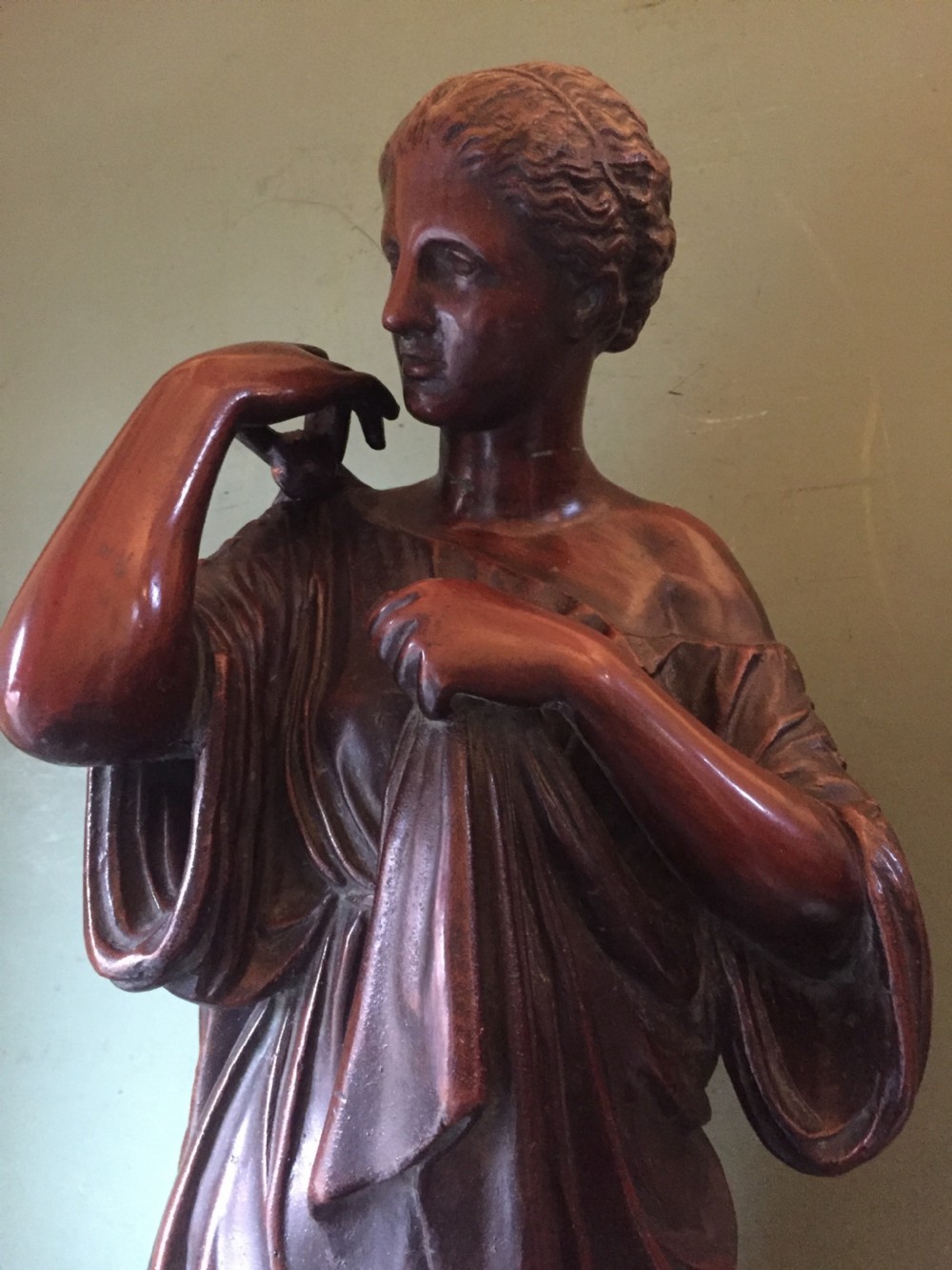 Interesting and decorative classical C19th bronzed ‘electrotype’ copper-clad study ,after the antique , of Diane de Gabies. View VIII