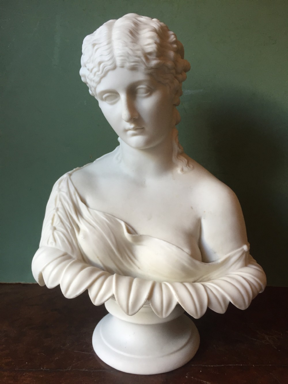 C19th English Parian-ware bust study of Clytie , the water nymph from Greek Mythology.