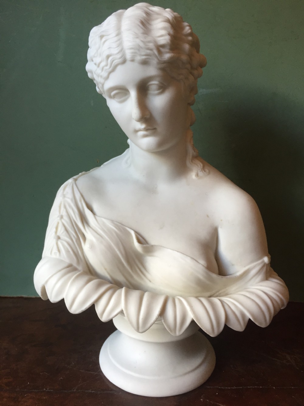 C19th English Parian-ware bust study of Clytie , the water nymph from Greek Mythology. View II