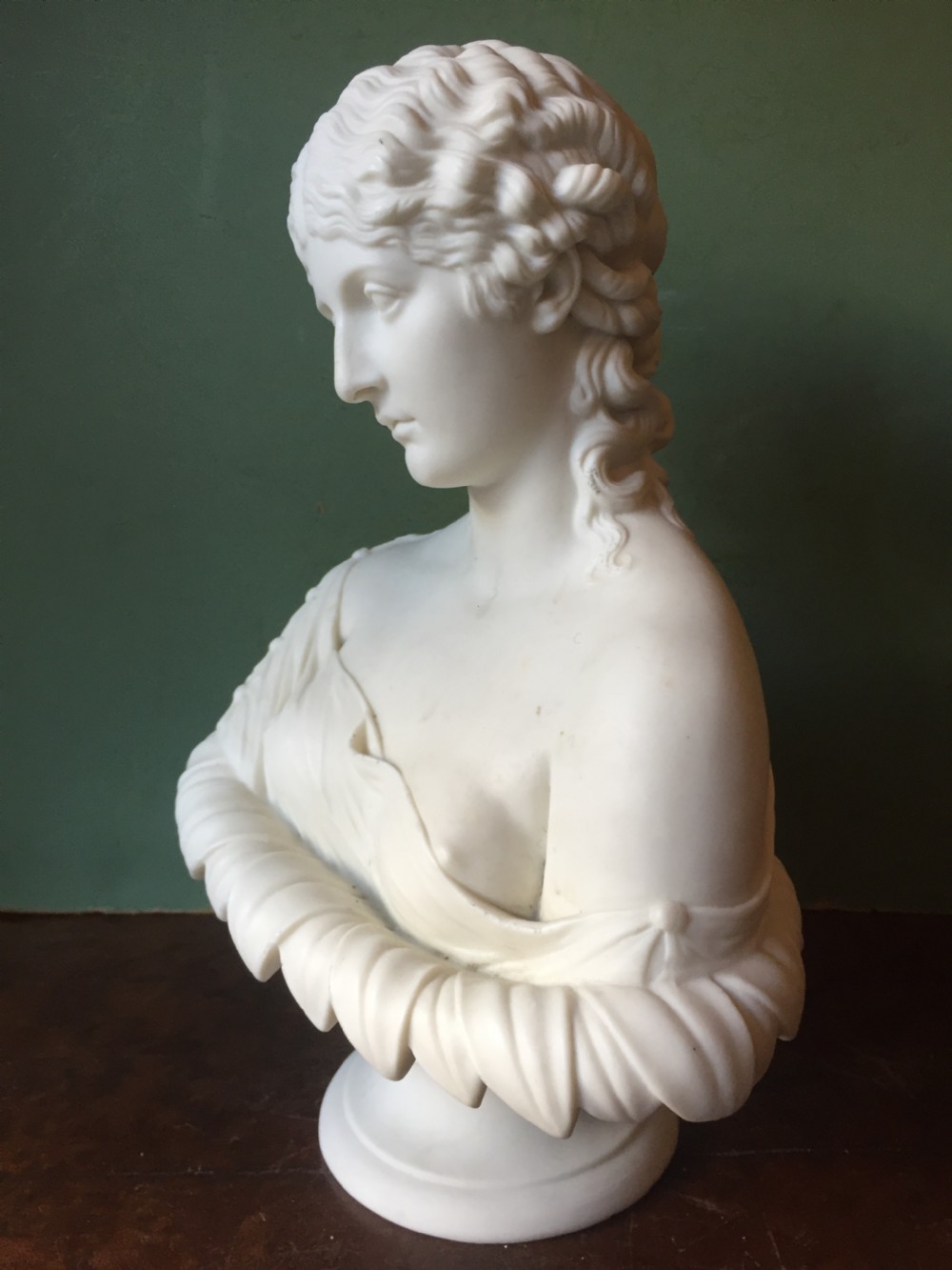 C19th English Parian-ware bust study of Clytie , the water nymph from Greek Mythology. View III