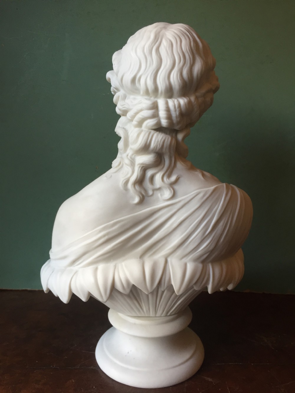 C19th English Parian-ware bust study of Clytie , the water nymph from Greek Mythology. View V
