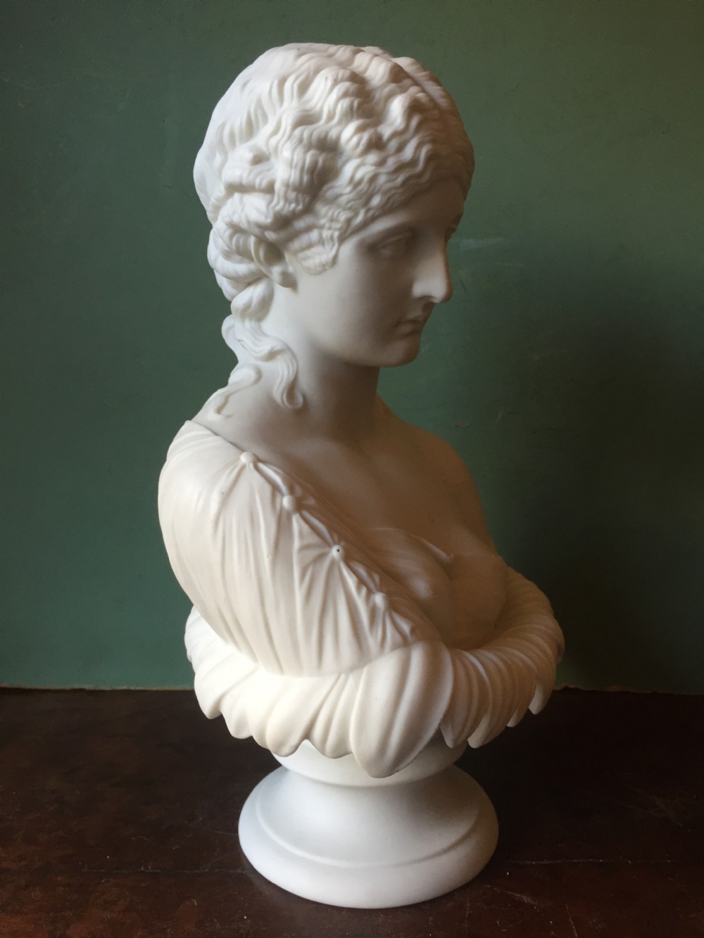 C19th English Parian-ware bust study of Clytie , the water nymph from Greek Mythology. View VII